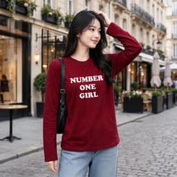 Áo thun nữ dài tay form rộng thu đông in chữ sang  chất cotton hot trend CT ONEGIRL 7
