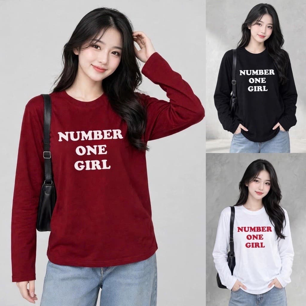 Áo thun nữ dài tay form rộng thu đông in chữ sang  chất cotton hot trend CT ONEGIRL
