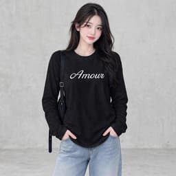 Áo thun nữ tay dài thu đông in chữ thời trang áo thun from rộng chất cotton hot trend CT AMOC 8