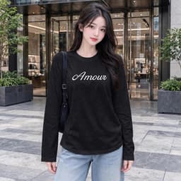 Áo thun nữ tay dài thu đông in chữ thời trang áo thun from rộng chất cotton hot trend CT AMOC 6