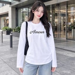 Áo thun nữ tay dài thu đông in chữ thời trang áo thun from rộng chất cotton hot trend CT AMOC 9