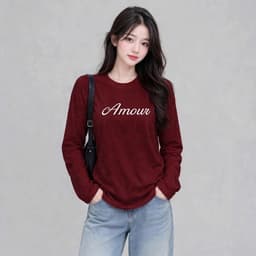 Áo thun form rộng tay dài chất cotton in chữ Amour đơn giản style basic siêu đẹp BYN BYN CT AMOC 9