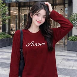 Áo thun form rộng tay dài chất cotton in chữ Amour đơn giản style basic siêu đẹp BYN BYN CT AMOC 8