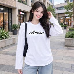 Áo thun form rộng tay dài chất cotton in chữ Amour đơn giản style basic siêu đẹp BYN BYN CT AMOC 6