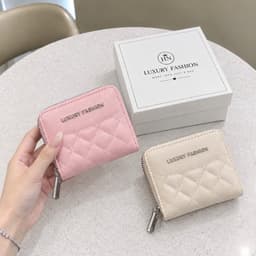Ví Nữ Mini Khóa Kéo Chần Ô Quả Trám – Ví Cầm Tay Nhỏ Gọn Nhiều Ngăn, Phong Cách Thanh Lịch 6