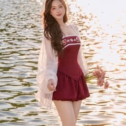 (Có Bigsize) Set Lụa Áo Cúp Ngực Ren “Mộng Hoa” Phối Quần Dáng Bí Kèm Khoác Voan Tay Phồng Kieupham.shop 8