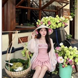 (Có Bigsize) Set Lụa Áo Cúp Ngực Ren “Mộng Hoa” Phối Quần Dáng Bí Kèm Khoác Voan Tay Phồng Kieupham.shop 6