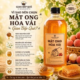 Combo 2 Chai Mật Ong Hoa Vải Gian Bếp Quê – Mật Ong Nguyên Chất – Tổng 2 Lít 5