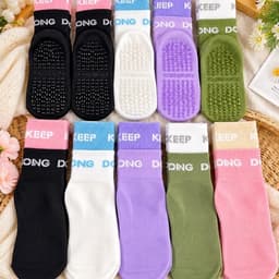 Set 5 đôi Tất Yoga Chống Trượt Silicon Cao Cổ – Vớ Tập Yoga Pilates, Đế Hạt Bám Sàn, Êm Chân Thể 6