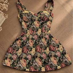 (Hàng 2 Màu) Đầm Nữ 2 Dây Hoa Vintage Dáng Chữ A Ôm Eo Tôn Dáng, Đầm Ngắn Cổ Vuông Thời Trang Nữ Kieupham.shop 9