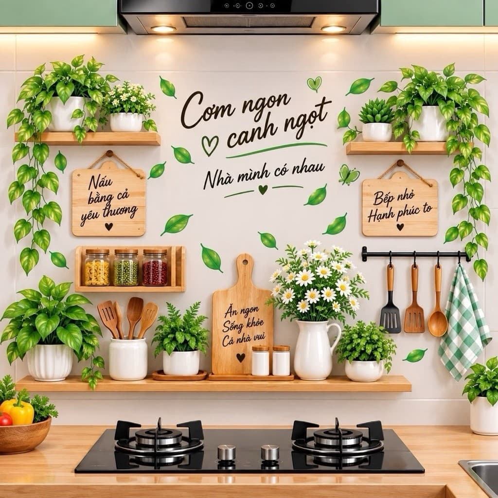 Decal dán bếp nhiều cây xanh (60x90cm)