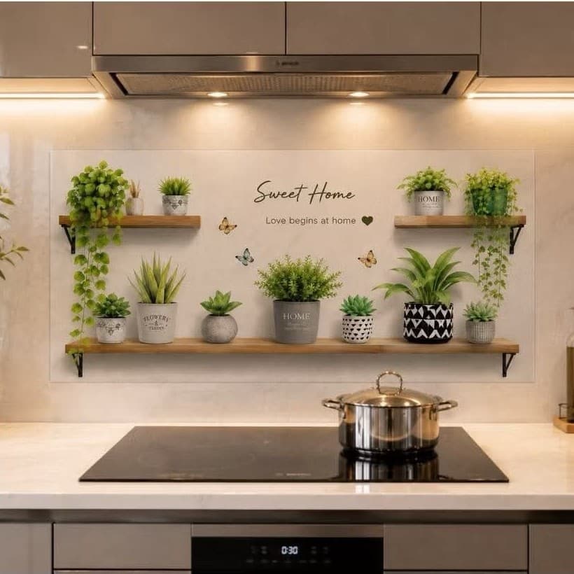 Decal dán bếp kệ cây xanh(60x90cm)