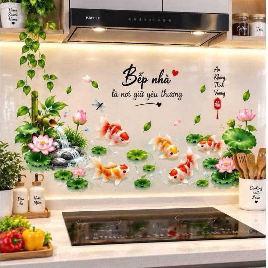 Decal dán bếp hoa sen(60x90cm)