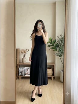 [2hand] Đầm 2 dây len đen kiểu yếm dáng dài freesize đến XL 1