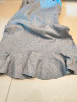 [2hand] Đầm len tăm đuôi cá xám phối nơ xanh freesize đến XL 3