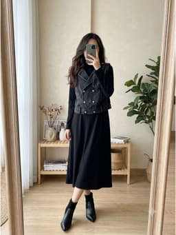 [2hand] Áo khoác gi lê jean đen xước freesize đến L 1