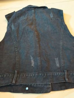 [2hand] Áo khoác gi lê jean đen xước freesize đến L 3