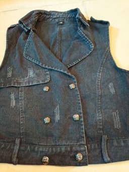 [2hand] Áo khoác gi lê jean đen xước freesize đến L 4