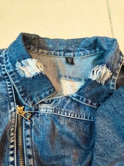 [2hand] Áo khoác ghile jean xanh mềm rách kéo khoá freesize đến 2XL 5