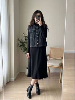[2hand] Áo khoác gile jean xanh đậm mềm size S 1