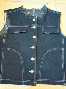 [2hand] Áo khoác gile jean xanh đậm mềm size S 5