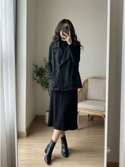[2hand] Áo khoác gi lê jean đen mềm cúc bấm cổ bẻ freesize đến 2XL 1