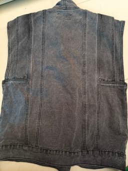 [2hand] Áo khoác gi lê jean xám kiểu cúc chéo cổ cao size S M 5