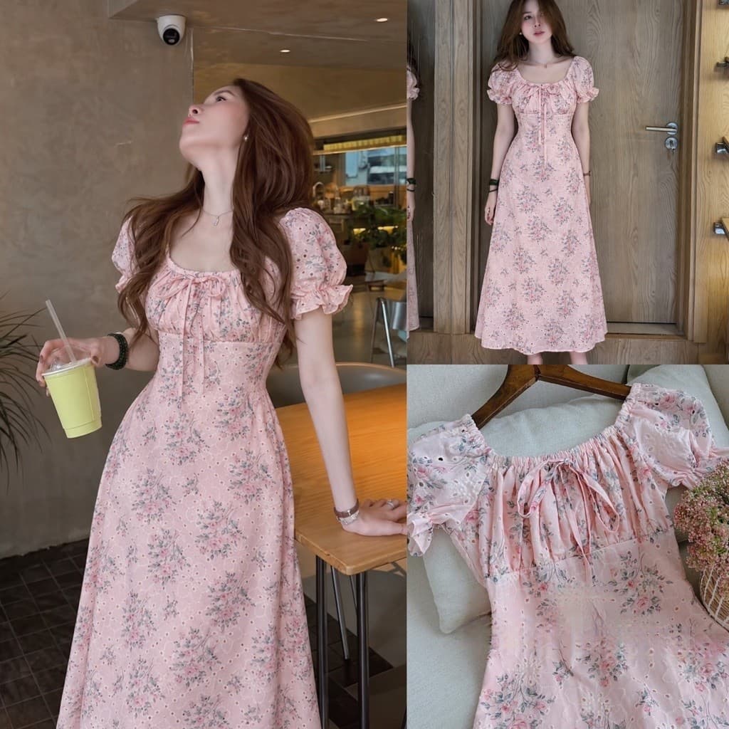 Xukadress_Váy hoa, váy hoa dáng dài tiểu thư thanh lịch