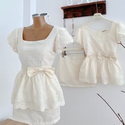 SET THÔ THÊU NƠ EO, set váy dịu dàng, set đồ sang chảnh xukadress 5