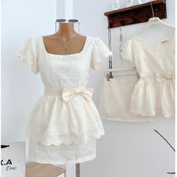 SET THÔ THÊU NƠ EO, set váy dịu dàng, set đồ sang chảnh xukadress 8