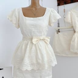 SET THÔ THÊU NƠ EO, set váy dịu dàng, set đồ sang chảnh xukadress 7