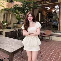 SET THÔ THÊU NƠ EO, set váy dịu dàng, set đồ sang chảnh xukadress 1
