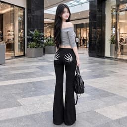 Quần legging dài ống loe tôn dáng in hoạ tiết bàn tay xương mới lạ BYN BYN Q6XUONG 3