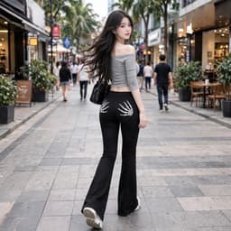 Quần legging dài ống loe tôn dáng in hoạ tiết bàn tay xương mới lạ BYN BYN Q6XUONG 8