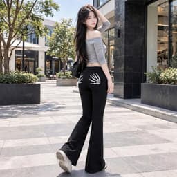 Quần legging dài ống loe tôn dáng in hoạ tiết bàn tay xương mới lạ BYN BYN Q6XUONG 6