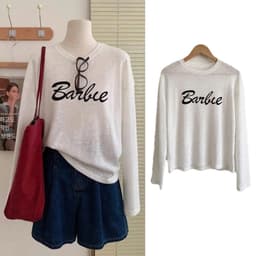 Áo thun giấy xước mỏng in hoạ tiết chữ đơn giản phối đồ xinh BYN BYN TG BARBIE 1