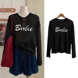 Áo thun giấy xước mỏng in hoạ tiết chữ đơn giản phối đồ xinh BYN BYN TG BARBIE 9