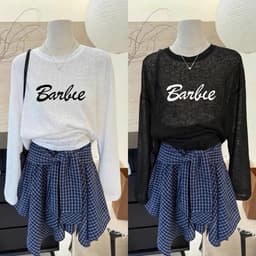 Áo thun giấy xước mỏng in hoạ tiết chữ đơn giản phối đồ xinh BYN BYN TG BARBIE 3