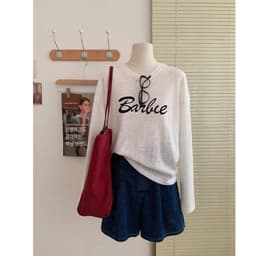 Áo thun nữ form rộng tay dài thu đông in hoạ tiết,  Áo thun giấy xước mềm mịn hot trend TG BARBIE 2