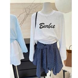 Áo thun nữ form rộng tay dài thu đông in hoạ tiết,  Áo thun giấy xước mềm mịn hot trend TG BARBIE 5