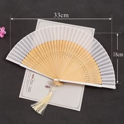 Quạt Xếp Cổ Trang Cầm Tay Hoa Văn Thanh Lịch, Quạt Gấp Phong Cách Trung Hoa, Quạt Múa Chụp Ảnh 33x18cm 7