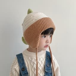 Khủng Long Dễ Thương Trẻ Em Mũ Dệt Kim Mùa Đông Dày Ấm Áp Bé Trai Bé Gái Mũ Bảo Vệ Tai Ngoài Trời Chống Gió Trẻ Em Mũ Bò 7