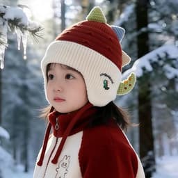 Khủng Long Dễ Thương Trẻ Em Mũ Dệt Kim Mùa Đông Dày Ấm Áp Bé Trai Bé Gái Mũ Bảo Vệ Tai Ngoài Trời Chống Gió Trẻ Em Mũ Bò 8