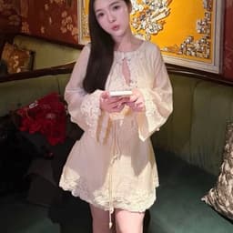 Váy đi tiệc nữ tay dài tơ phối ren dễ mặc sang chảnh 5