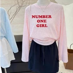 Áo thun giấy xước mỏng xuyên thấu form rộng tay dài in chữ xinh đẹp style đơn giản BYN BYN TG ONEGIRL 3