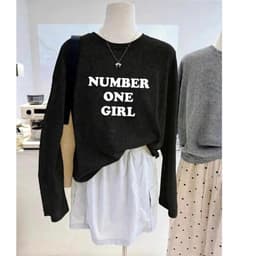 Áo thun giấy xước mỏng xuyên thấu form rộng tay dài in chữ xinh đẹp style đơn giản BYN BYN TG ONEGIRL 4