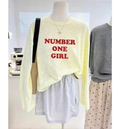 Áo thun giấy xước mỏng xuyên thấu form rộng tay dài in chữ xinh đẹp style đơn giản BYN BYN TG ONEGIRL 9