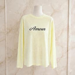 Áo thun form rộng tay dài in hoạ tiết chữ AMOUR, Áo thun giấy xước style đơn giản TG AMOC 6
