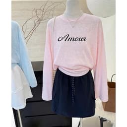 Áo thun giấy xước mỏng in chữ xinh xắn hottrend, Áo thun form rộng cổ tròn tay dài BYN BYN TG AMOC 2