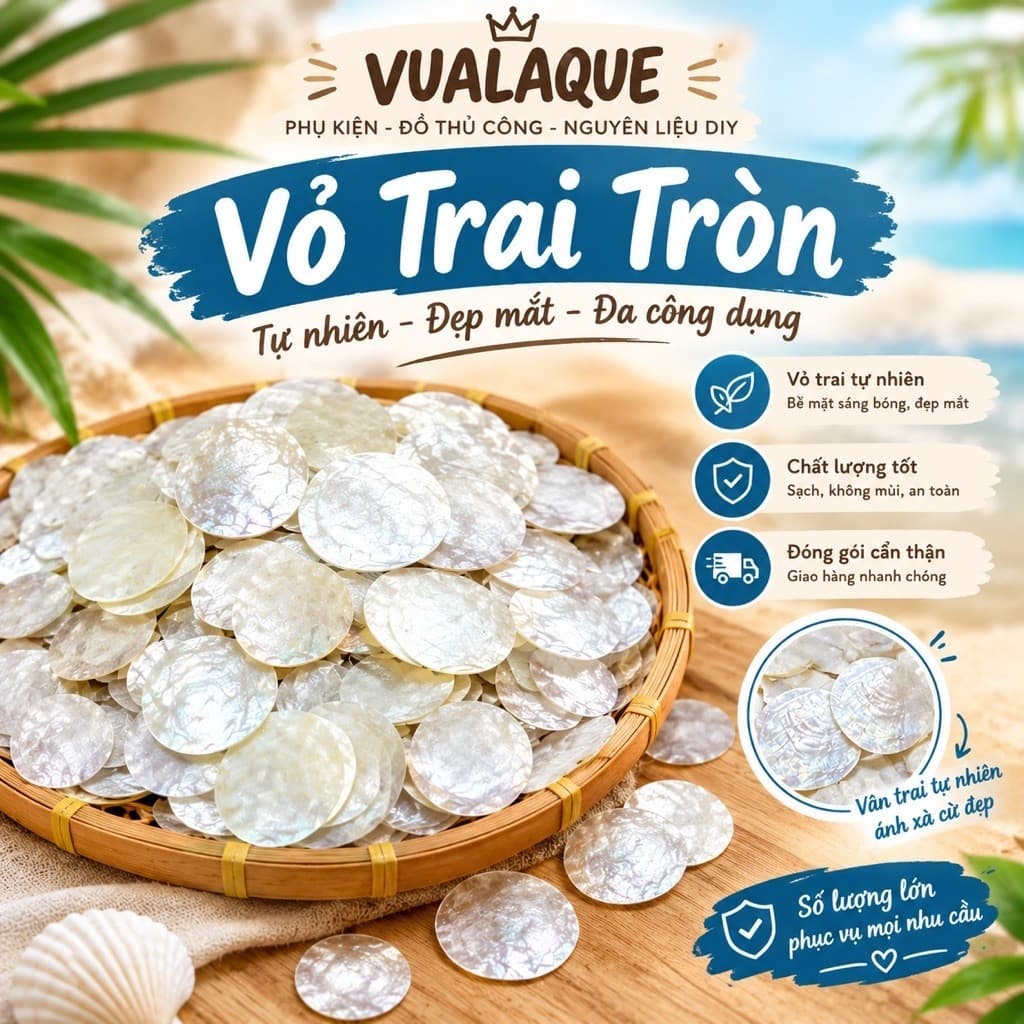 🔥10-20-50 Vỏ Xà Cừ, Vỏ Trai Decor Làm Chuông Gió và Decor